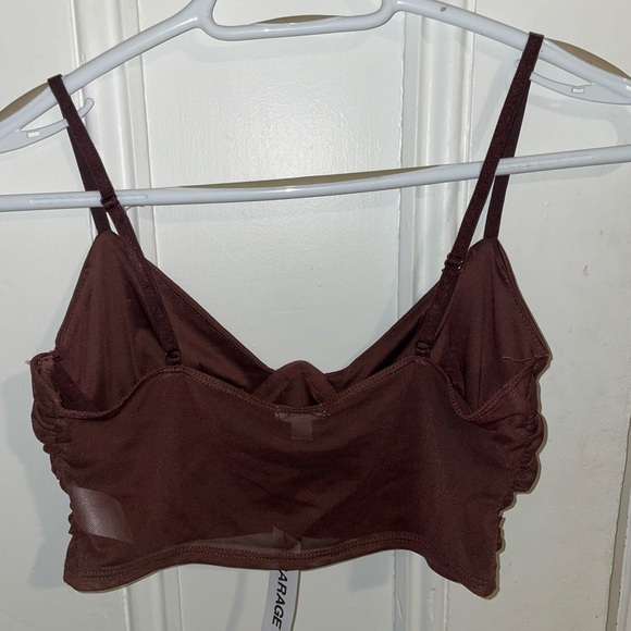 Brown Ruched Crop Top - Picture 2 of 3